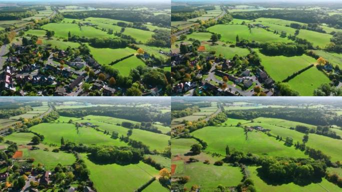 英国中部地区乡村的鸟瞰图