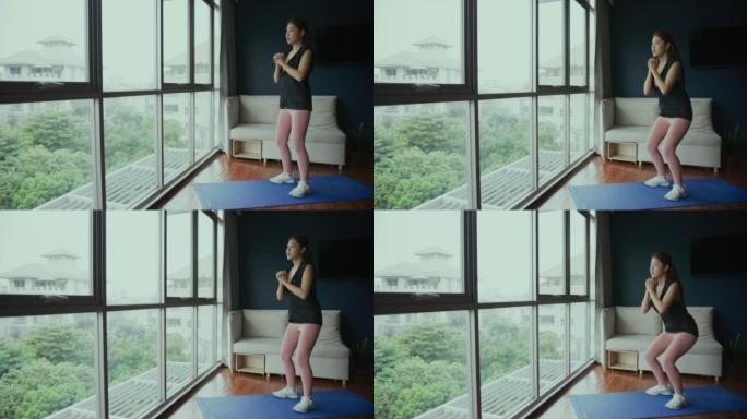 新常态生活:亚洲女性独自在家锻炼