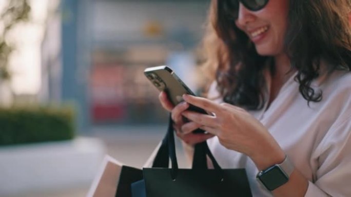 带购物袋的智能手机在线购物