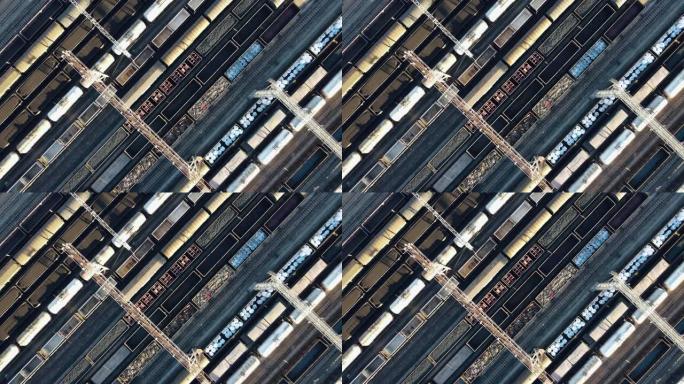 货运列车和火车站的鸟瞰图