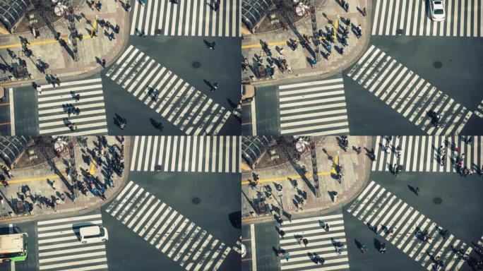 行人过街天桥的时间流逝日本银座东京市的街道交叉路口