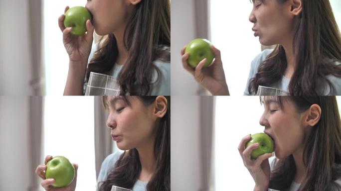 健康饮食吃水果吃苹果吃青苹果