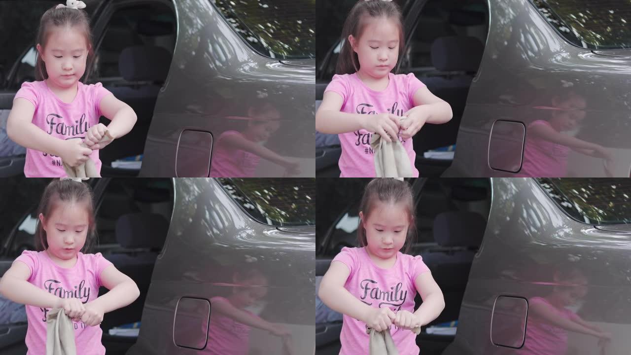 女孩帮妈妈洗车女孩帮妈妈洗车