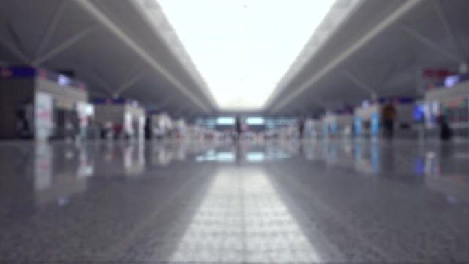 散焦的现代机场走廊
