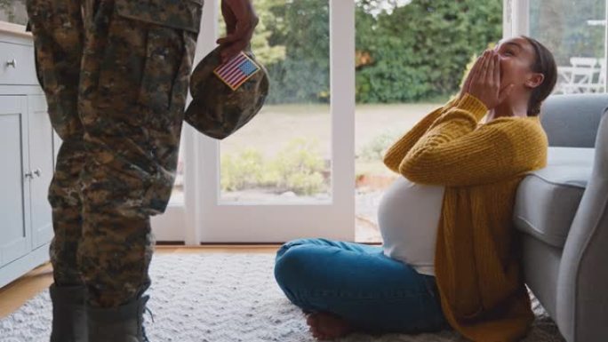 一对夫妇与休假回家的美国军人丈夫意外怀孕的妻子-拍摄慢镜头