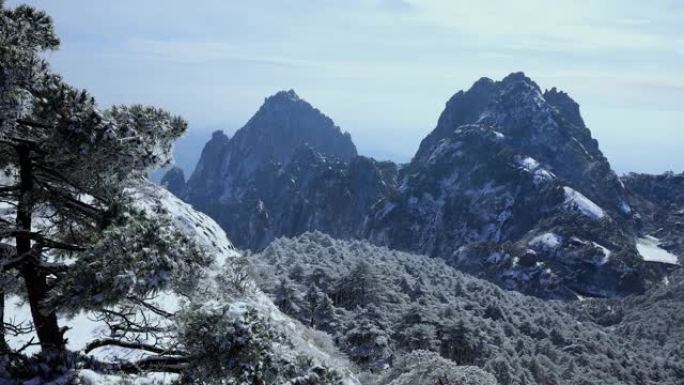 中国黄山国家公园冬季景观