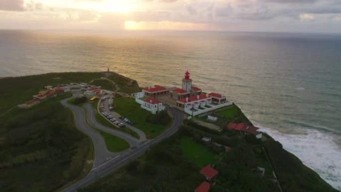 葡萄牙，Cabo da Roca的大西洋海岸无人机视图。夏日