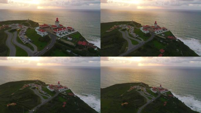 葡萄牙，Cabo da Roca的大西洋海岸无人机视图。夏日