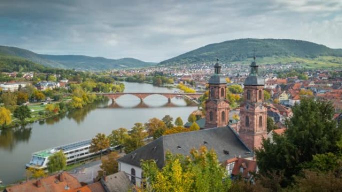 巴伐利亚美因河上的中世纪德国小镇米尔滕贝格
