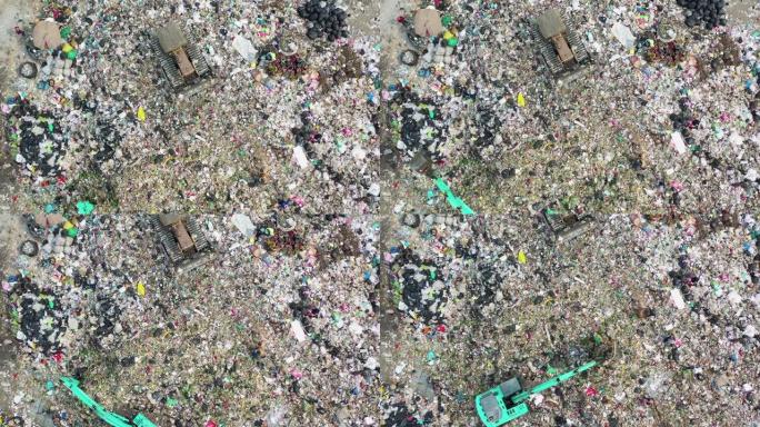 山地垃圾山人类生活垃圾俯拍航拍回收利用