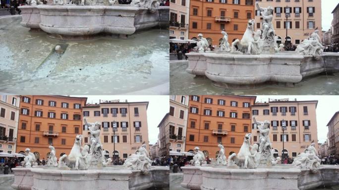 位于意大利纳沃纳-罗马广场的海王星喷泉 (Fontana del Nettuno)。