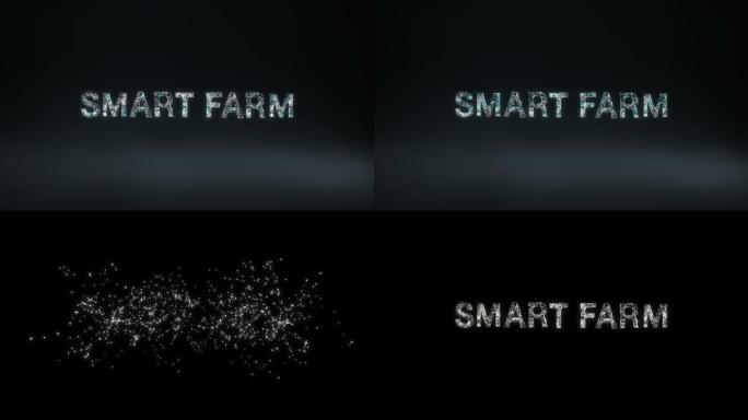 许多点聚集在一起，创建了一个 “智能农场” 错字、低多边形的网络。4k动画。