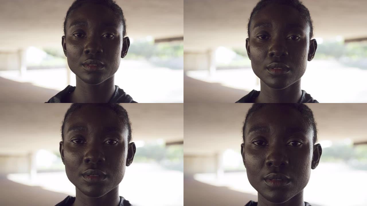 4k视频片段，一名年轻女子在停车场跑步