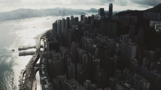 香港城市的鸟瞰图城市沿海发展