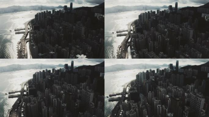 香港城市的鸟瞰图城市沿海发展