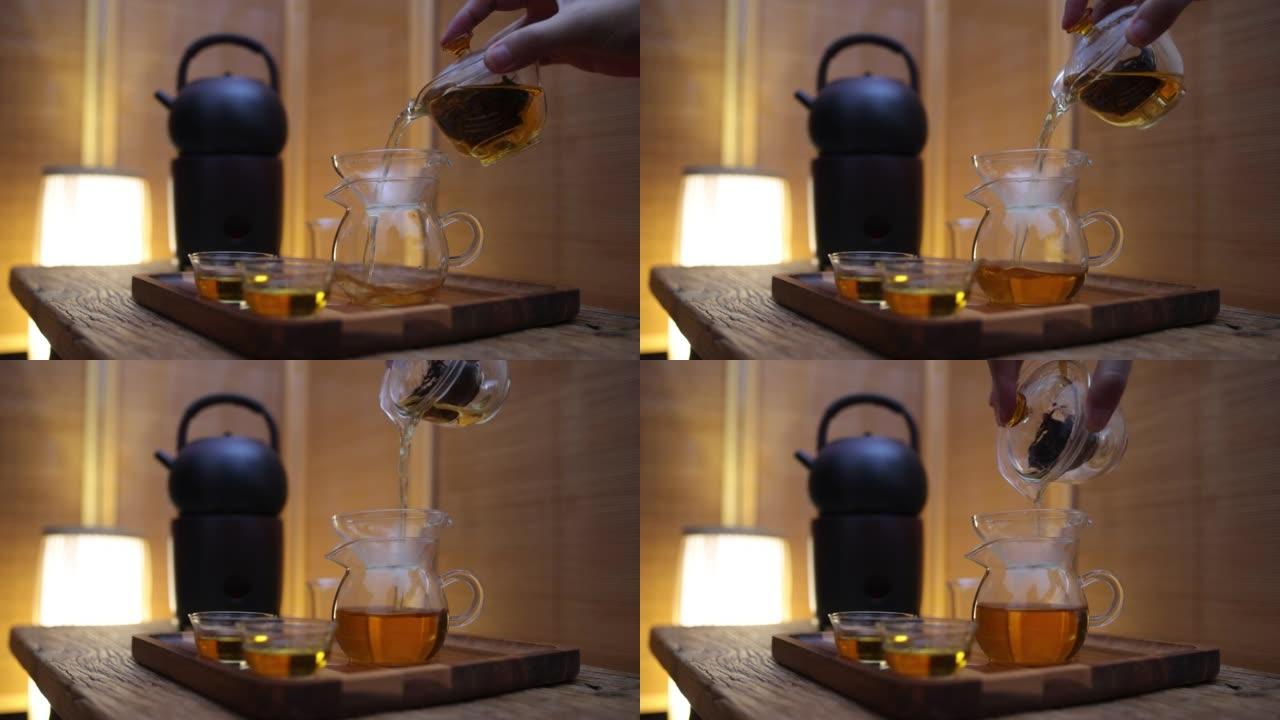 制作中国茶倒茶沏茶中国茶