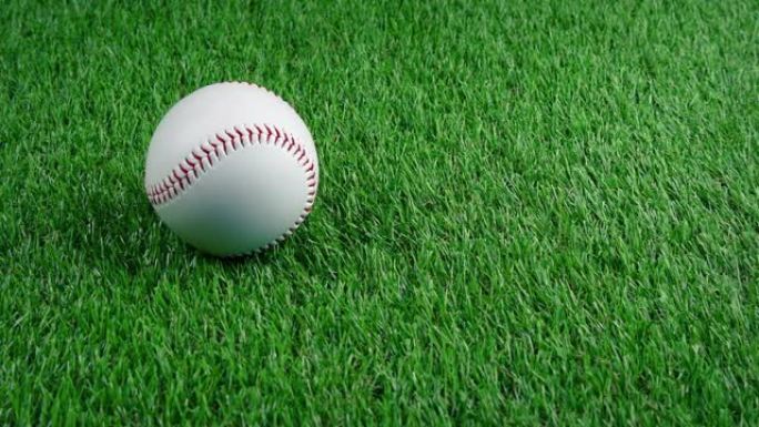 比赛期间，棒球降落在草地上