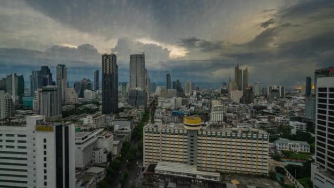 曼谷摩天大楼白天到晚上的4k时间流逝