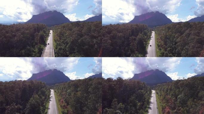 公路到山上的空中拍摄