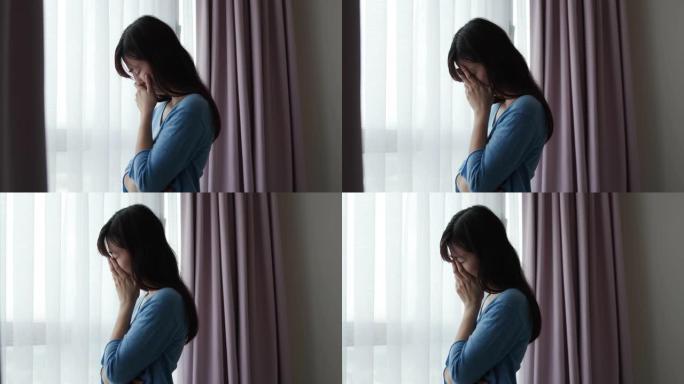 亚洲抑郁症悲伤年轻女子