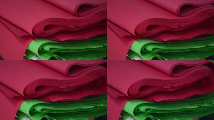 传统红纸绿纸制作纸灯笼纸风筝对联实拍素材