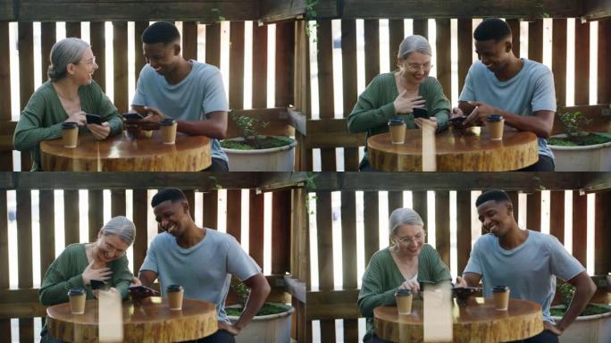 两名同事在喝咖啡时使用智能手机的4k视频片段
