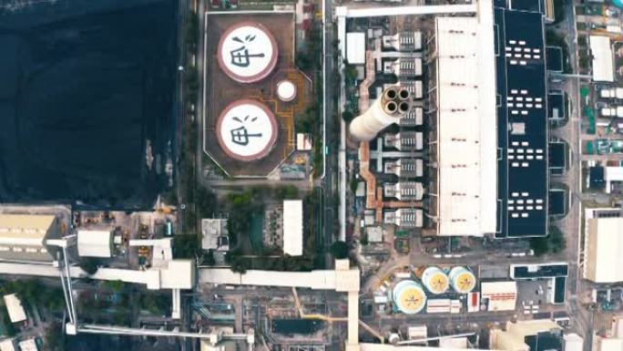 香港青山发电站的无人机视图