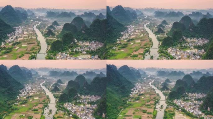 在喀斯特峡谷，人们生活在农村