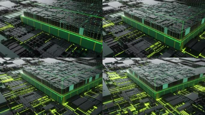 能量从中央处理器流入主板。技术背景。