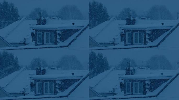 大雪中的房屋屋顶大雪房屋屋顶