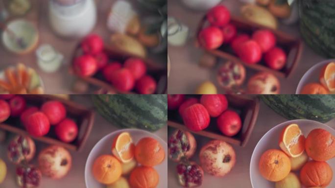 俯视图/彩色水果新鲜水果有机蔬菜