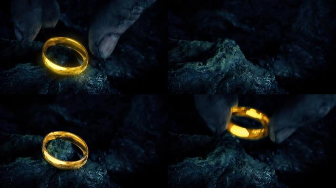 魔法发光戒指被带走并落在岩石上序列