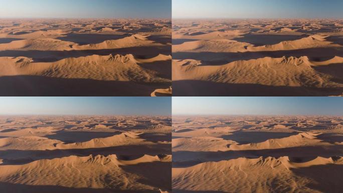干旱。气候变化。气候紧急情况。全球变暖。纳米布沙漠无尽沙丘的壮观史诗空中特写全景