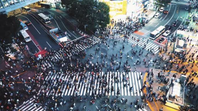 涩谷穿越日本的鸟瞰图人群