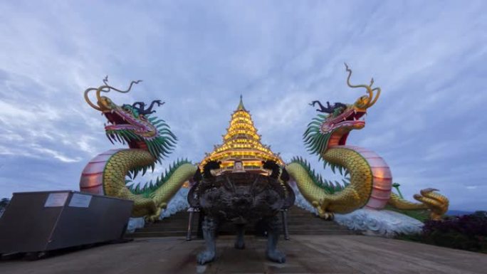 4K，泰国清莱府华伊普拉公庙的延时前视图