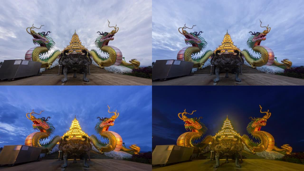4K，泰国清莱府华伊普拉公庙的延时前视图