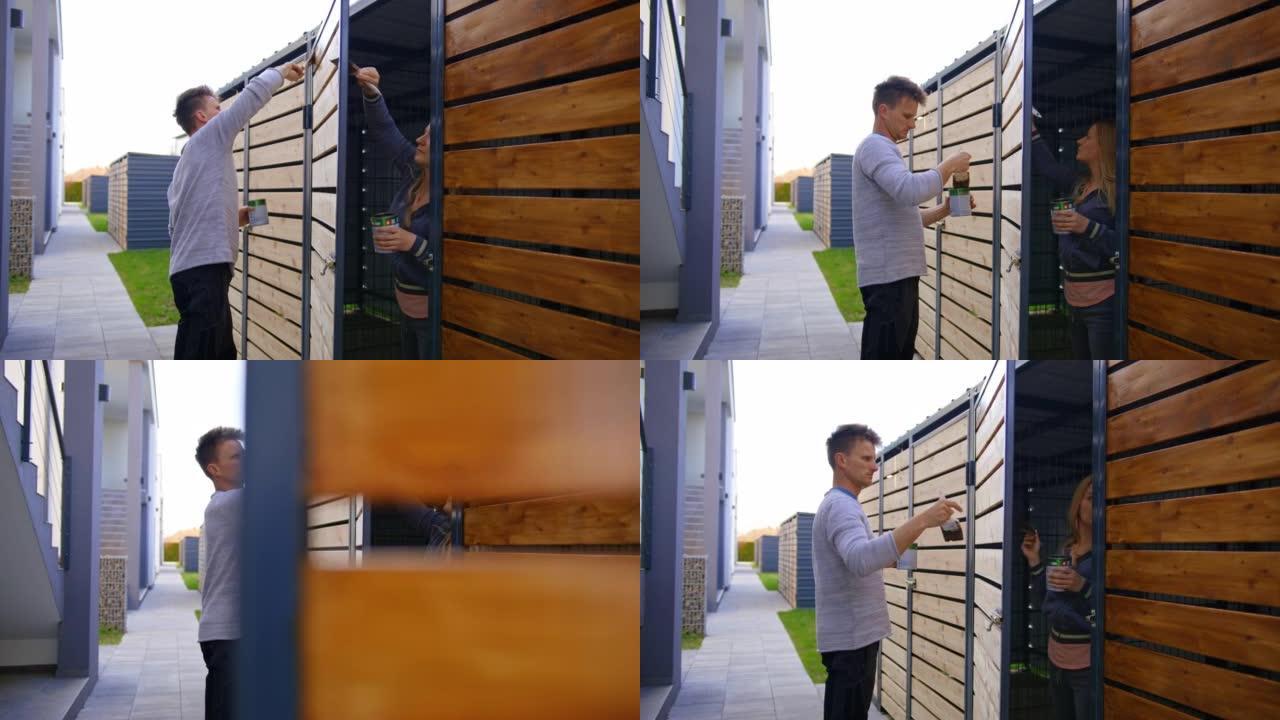 木质污渍储藏室的情侣喷漆门