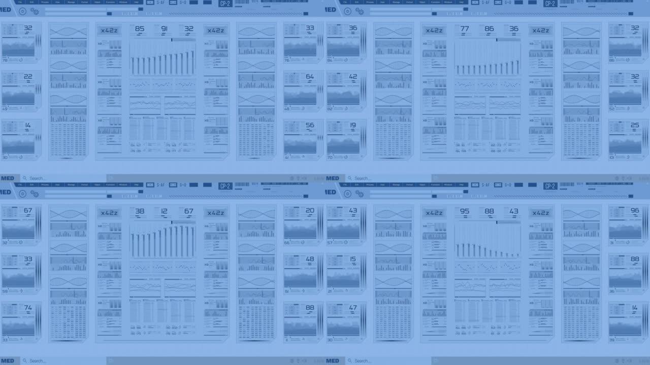 数字显示器，带未来派平视显示器医疗屏幕数据仪表板接口4K。