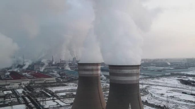 火力发电厂鸟瞰图碳达峰碳中和全球变暖