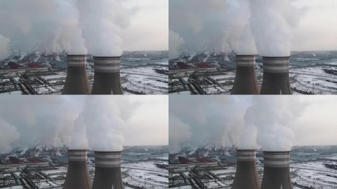 火力发电厂鸟瞰图碳达峰碳中和全球变暖