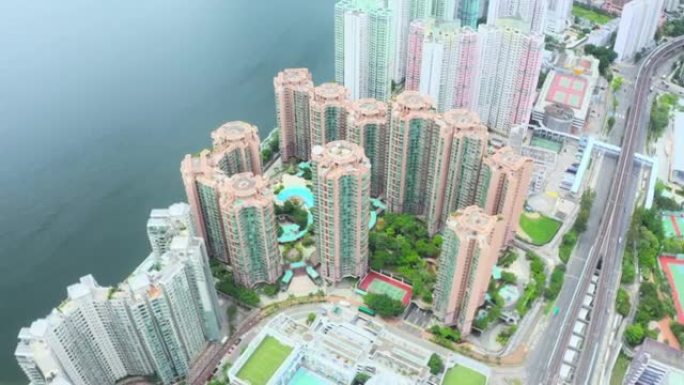 香港高层住宅大厦俯拍俯视航拍俯瞰鸟瞰