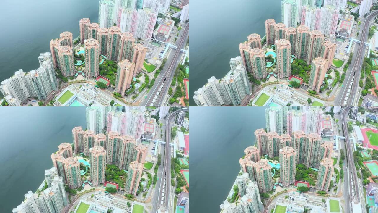 香港高层住宅大厦俯拍俯视航拍俯瞰鸟瞰