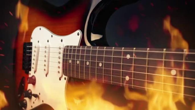 火焰中的电吉他重金属概念