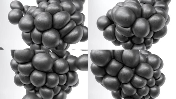 3D渲染抽象球体碰撞。软体动力学。