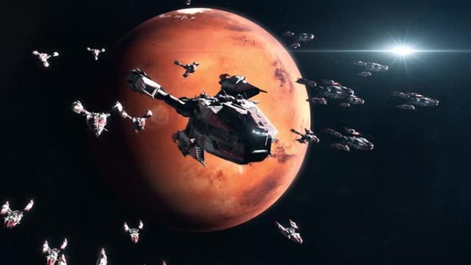火星轨道上的科幻战舰舰队