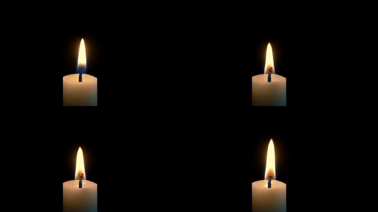 蜡烛在黑暗中点燃火柴，燃烧时间长