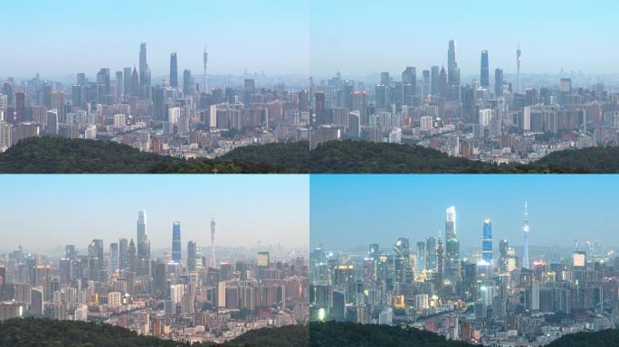 T/L HA LS ZI广州白云山俯瞰珠江新城天际线