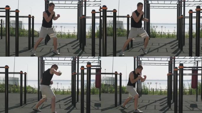 坚定的人在户外拳击