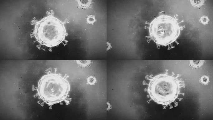 新型冠状病毒肺炎病毒颗粒的微观视图