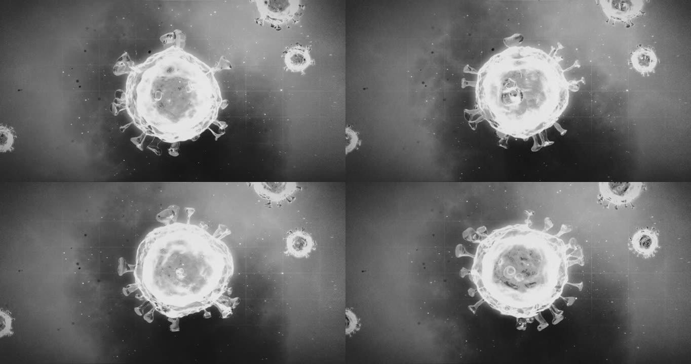 新型冠状病毒肺炎病毒颗粒的微观视图